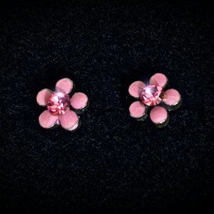 Sweet Petite Pink Flower Earrings